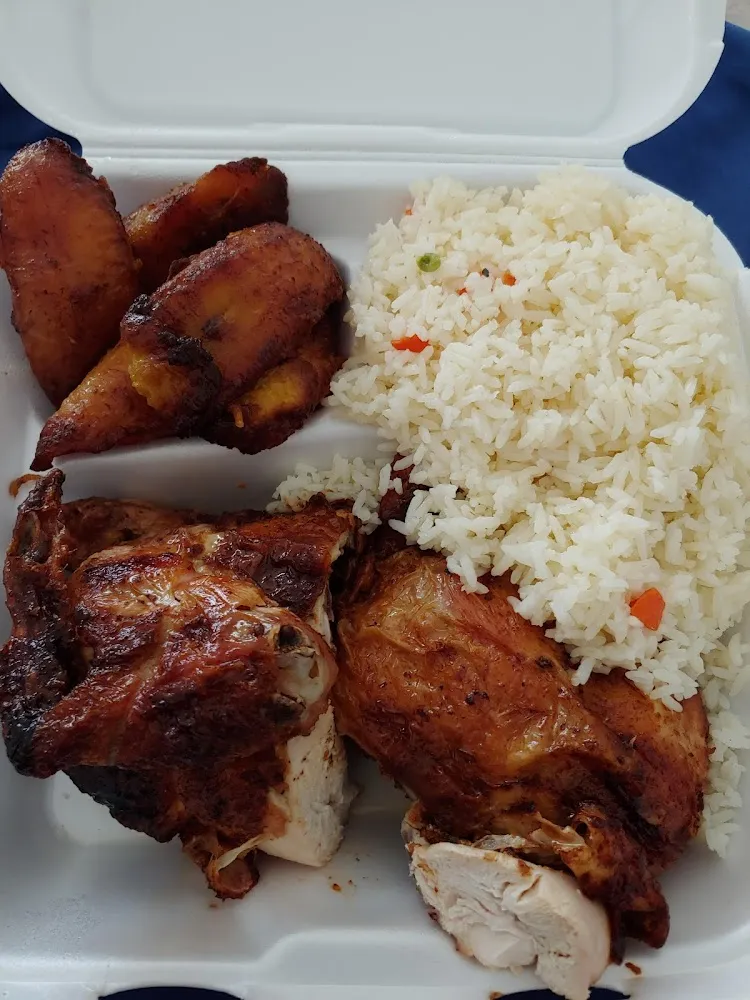 Half Chicken Rice and Plantains